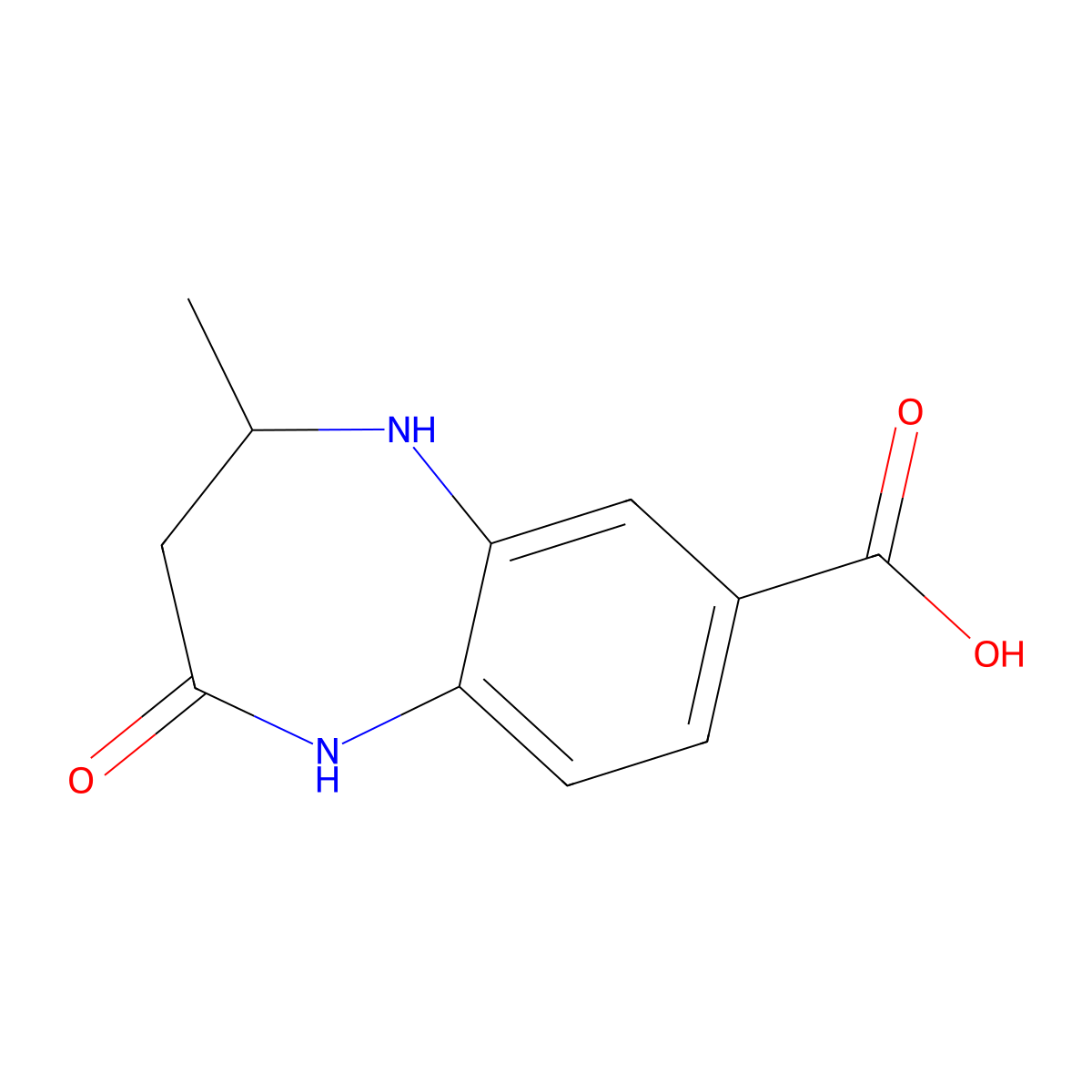 4-methyl-2-oxo-2,3,4,5-tetrahydro-1H-1,5-benzodiazepine-7-carboxylic acid molecular structure, CAS 1555501-43-3