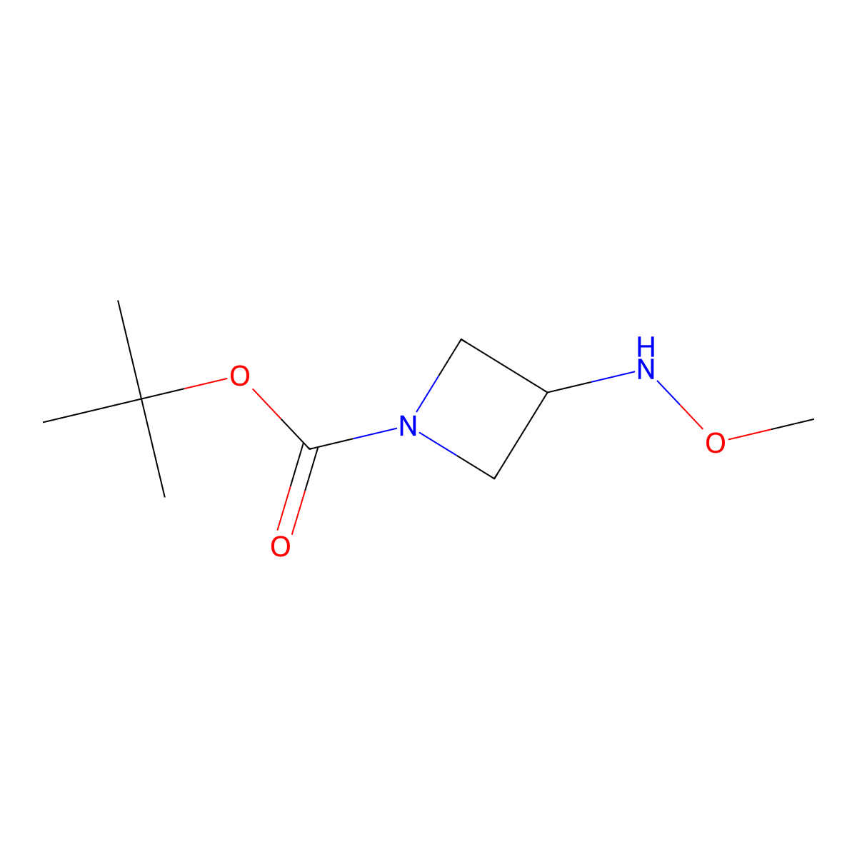 Tert-butyl 3-(methoxyamino)azetidine-1-carboxylate molecular structure, CAS 1555514-21-0