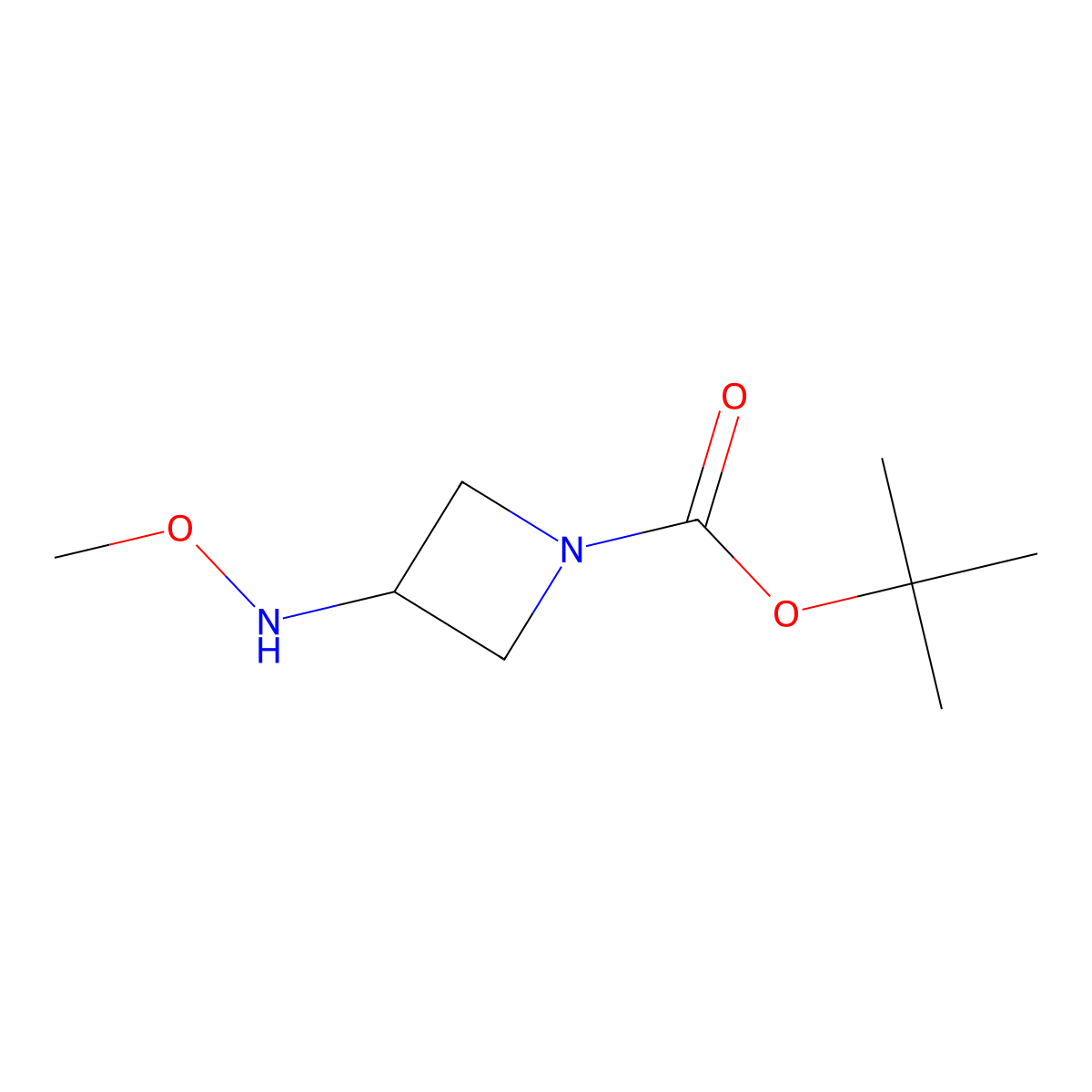 Tert-butyl 3-(methoxyamino)azetidine-1-carboxylate molecular structure, CAS 1555514-21-0