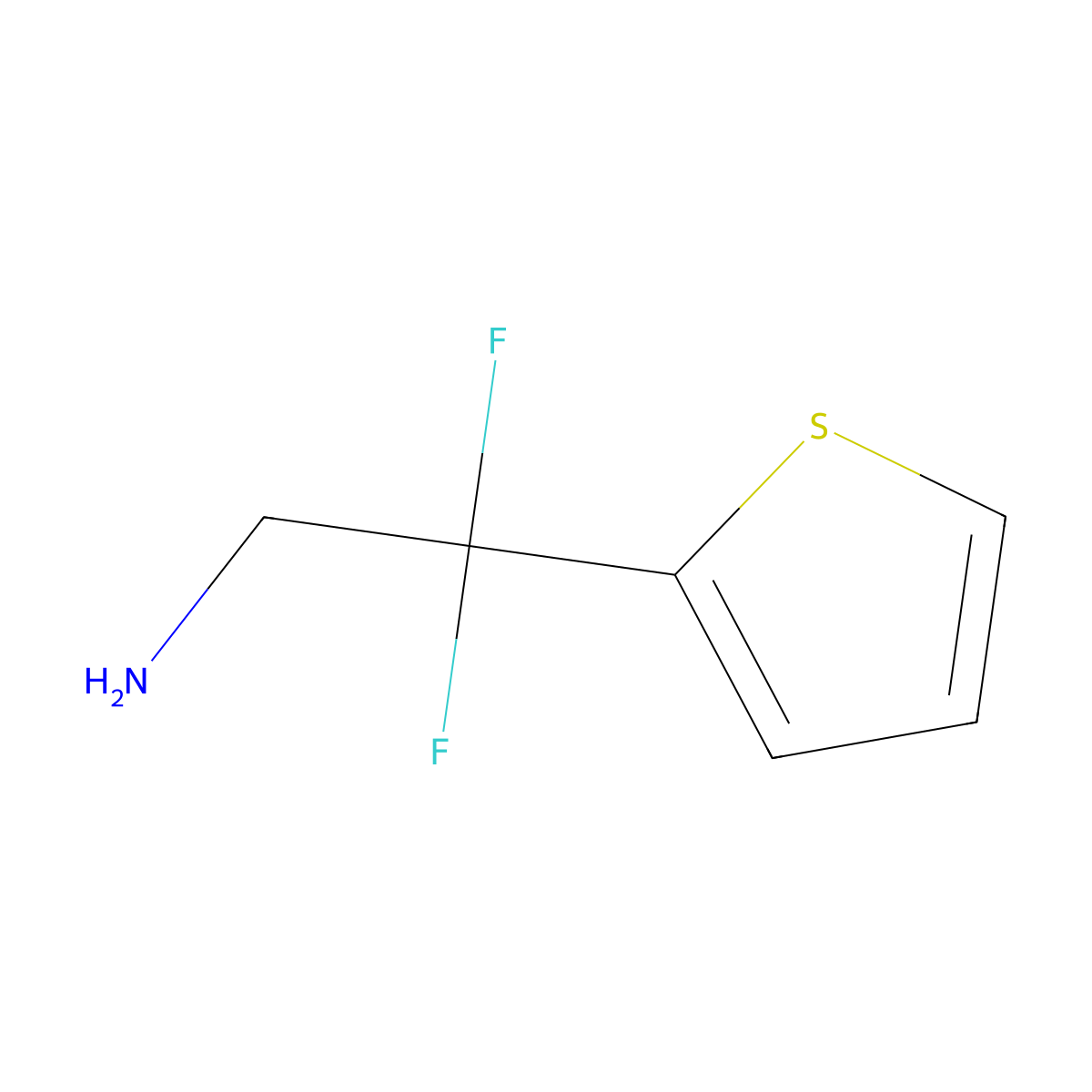2,2-Difluoro-2-(thiophen-2-yl)ethan-1-amine molecular structure, CAS 1555527-48-4