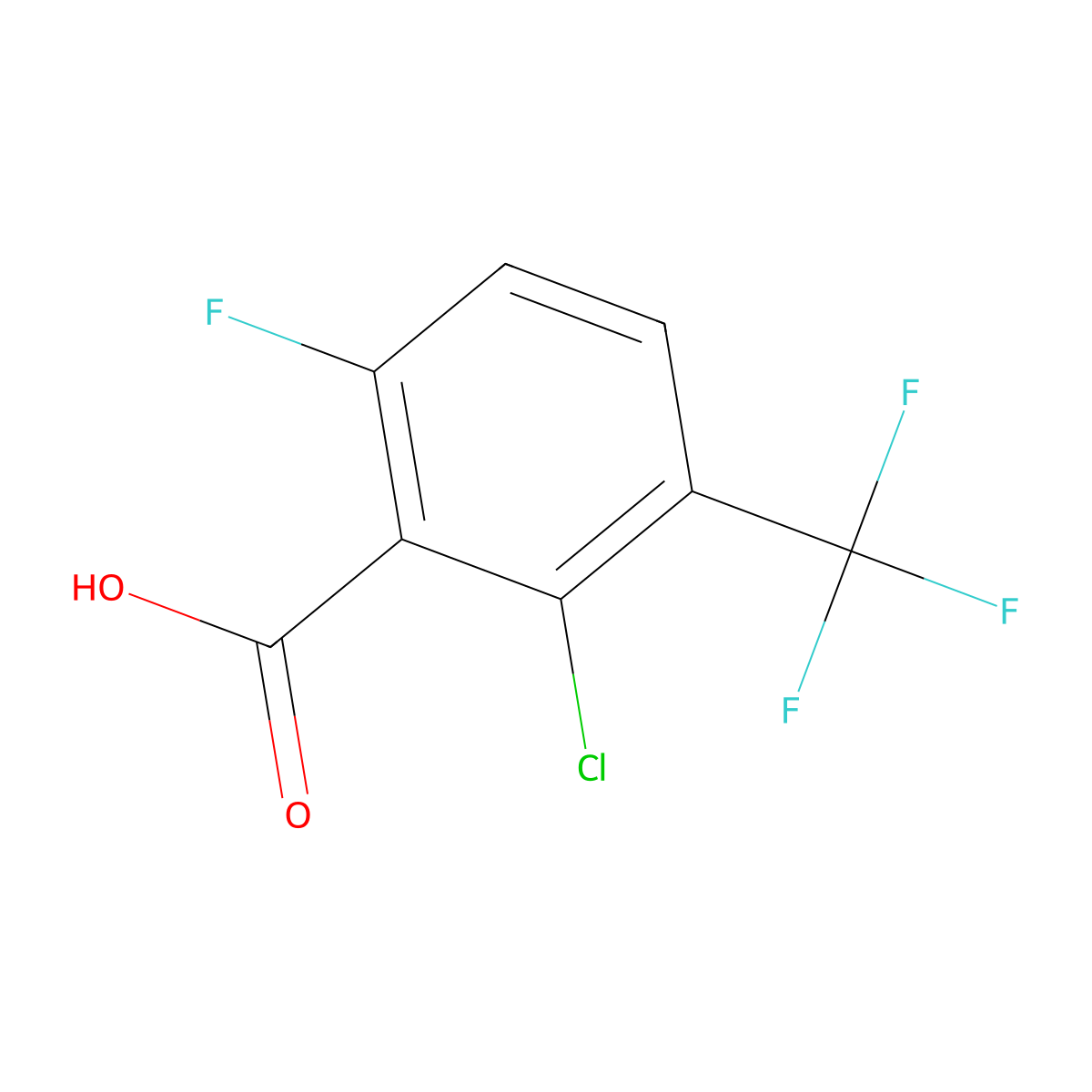 2-Chloro-6-fluoro-3-(trifluoromethyl)benzoic acid molecular structure, CAS 1555544-45-0