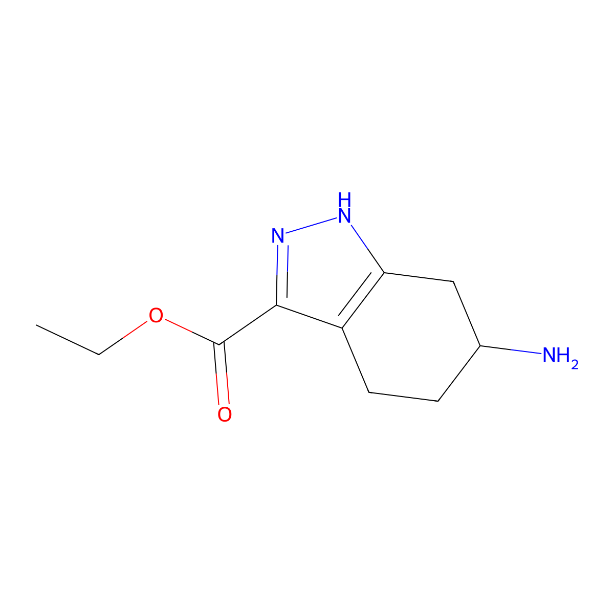 ethyl 6-amino-4,5,6,7-tetrahydro-1H-indazole-3-carboxylate molecular structure, CAS 1555546-81-0