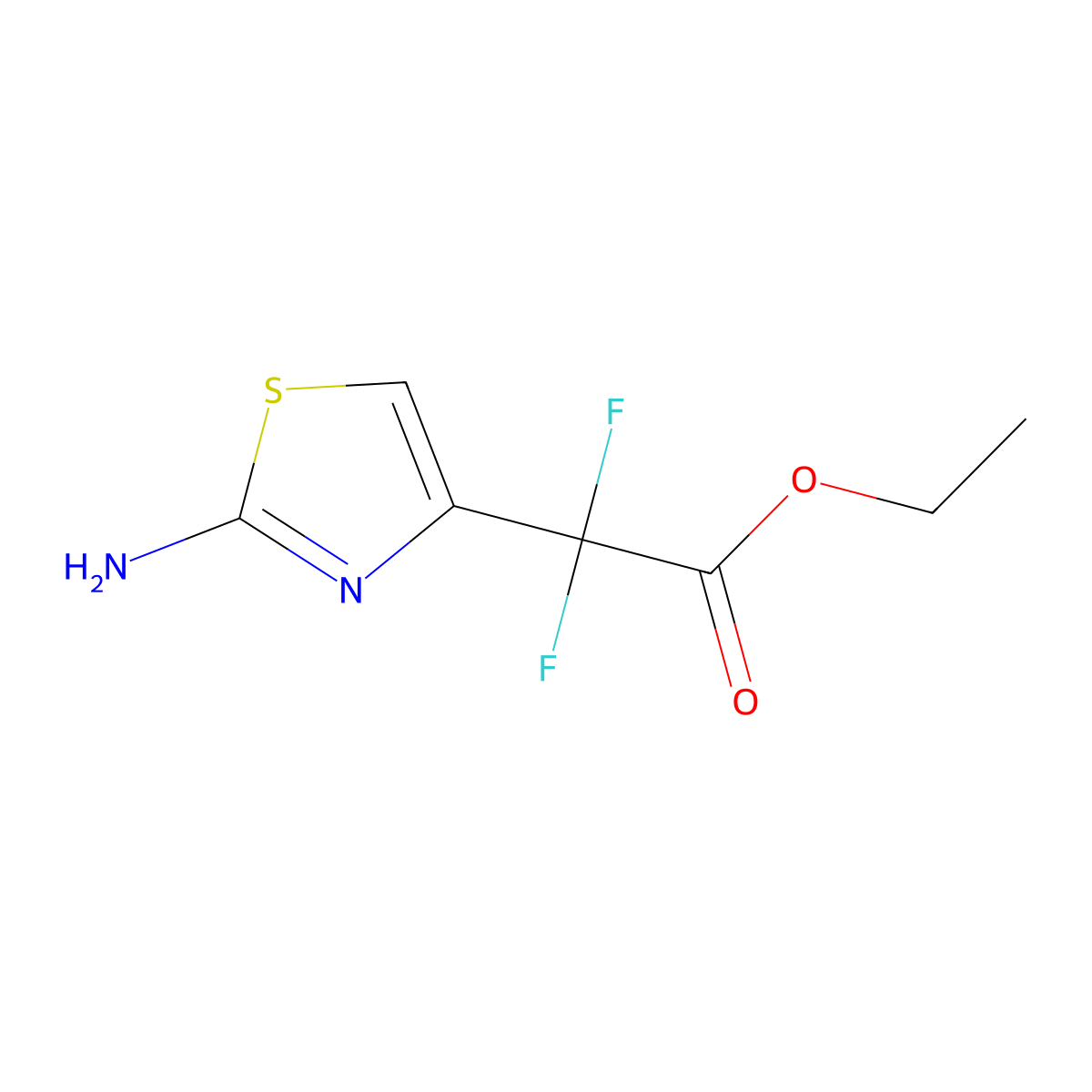 Ethyl 2-(2-amino-1,3-thiazol-4-yl)-2,2-difluoroacetate molecular structure, CAS 1555546-92-3
