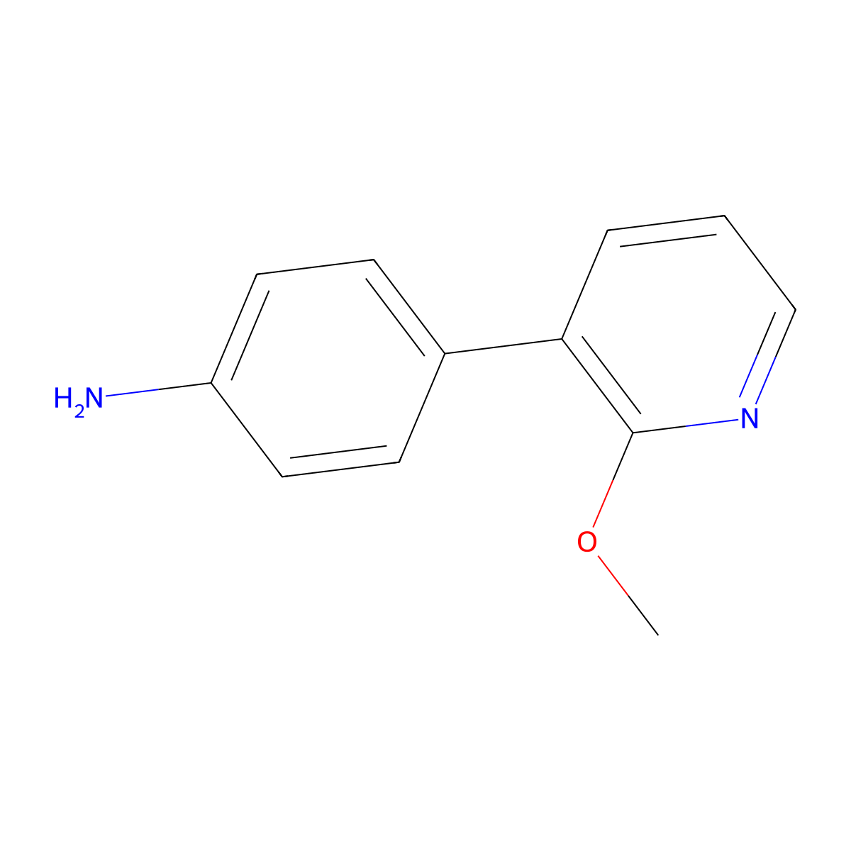 4-(2-Methoxy-3-pyridinyl)benzenamine molecular structure, CAS 1555560-71-8