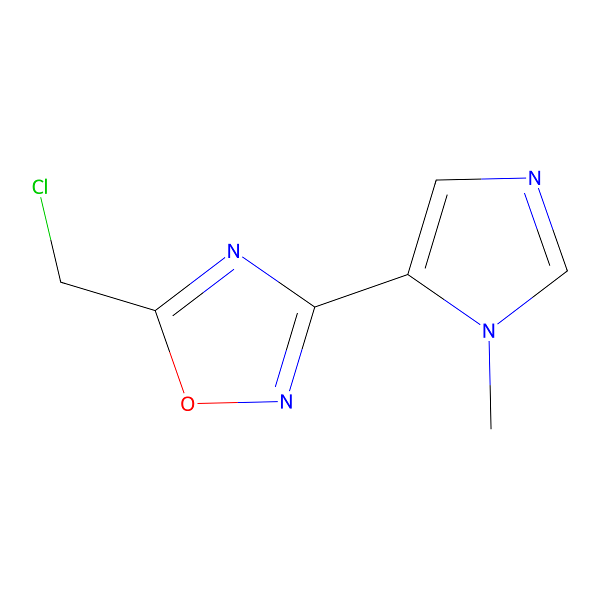 5-(chloromethyl)-3-(1-methyl-1H-imidazol-5-yl)-1,2,4-oxadiazole molecular structure, CAS 1555566-64-7