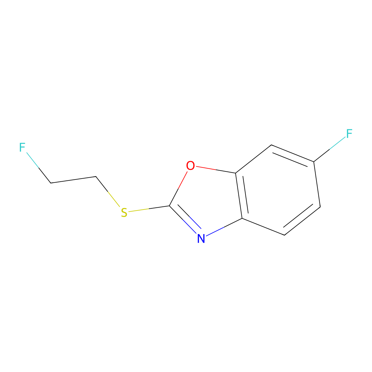 6-Fluoro-2-[(2-fluoroethyl)sulfanyl]-1,3-benzoxazole molecular structure, CAS 155559-57-2
