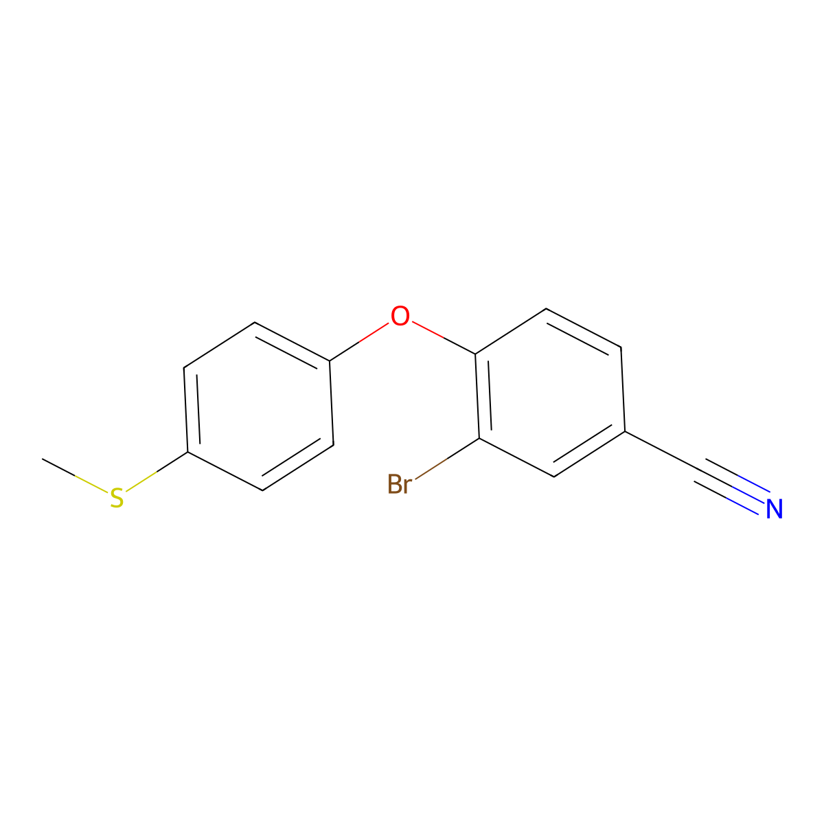 3-Bromo-4-(4-methylsulfanylphenoxy)benzonitrile molecular structure, CAS 1555598-89-4