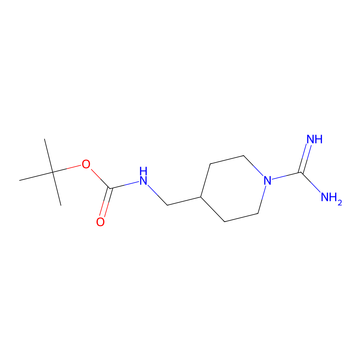 tert-butyl N-[(1-carbamimidoylpiperidin-4-yl)methyl]carbamate molecular structure, CAS 155562-33-7