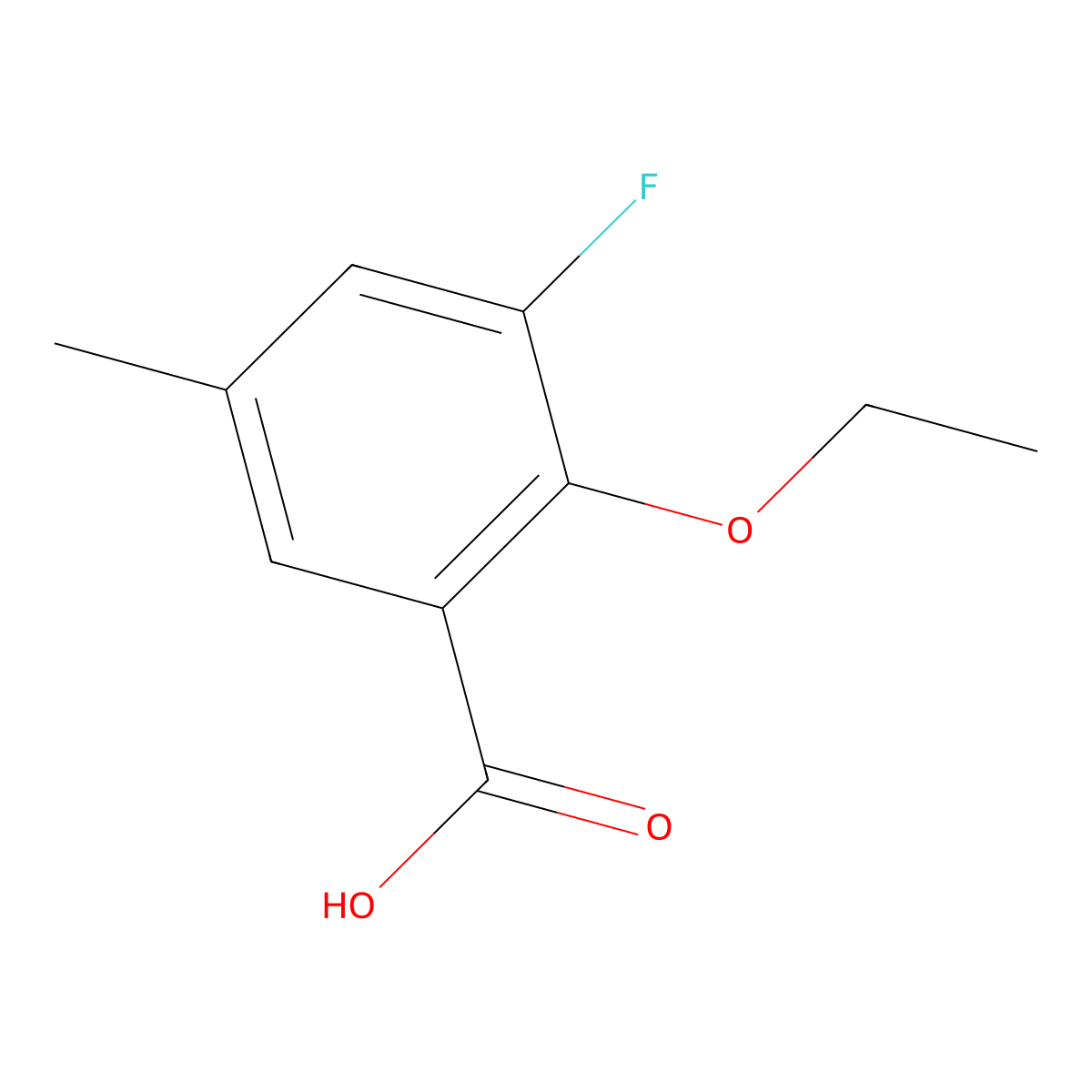 2-Ethoxy-3-fluoro-5-methylbenzoic acid molecular structure, CAS 1555623-47-6