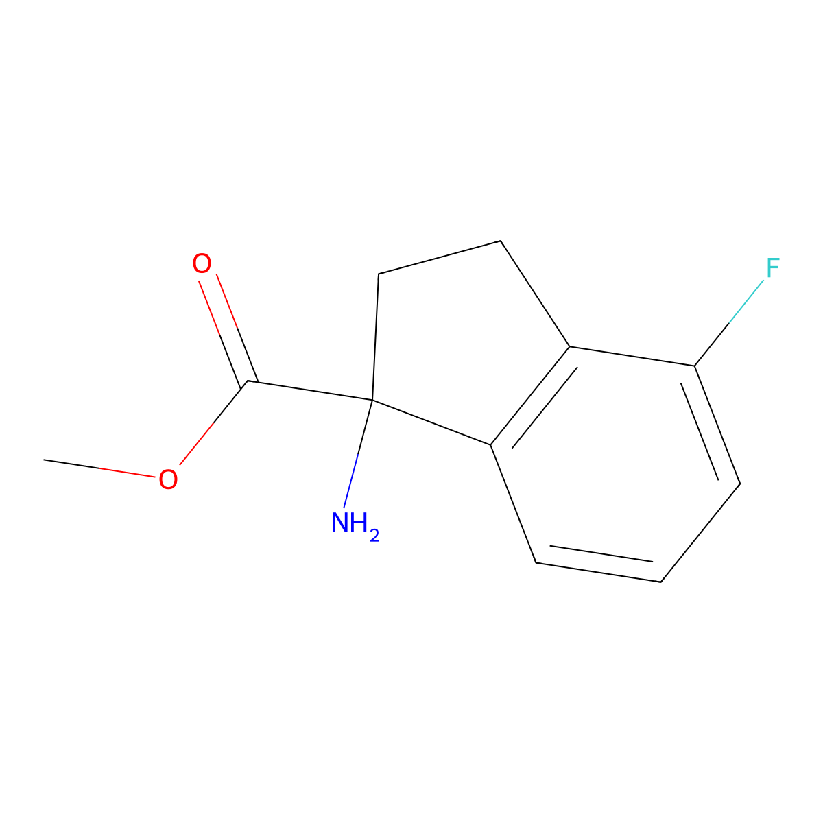 methyl 1-amino-4-fluoro-2,3-dihydro-1H-indene-1-carboxylate molecular structure, CAS 1555625-70-1
