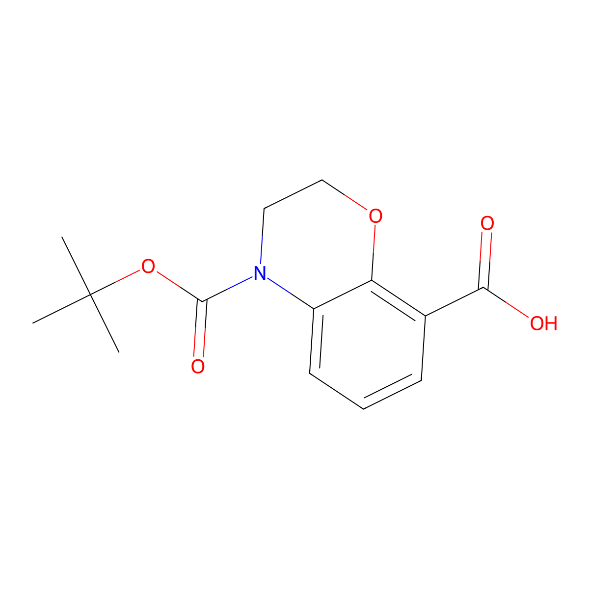4-[(tert-butoxy)carbonyl]-3,4-dihydro-2H-1,4-benzoxazine-8-carboxylic acid molecular structure, CAS 1555632-19-3