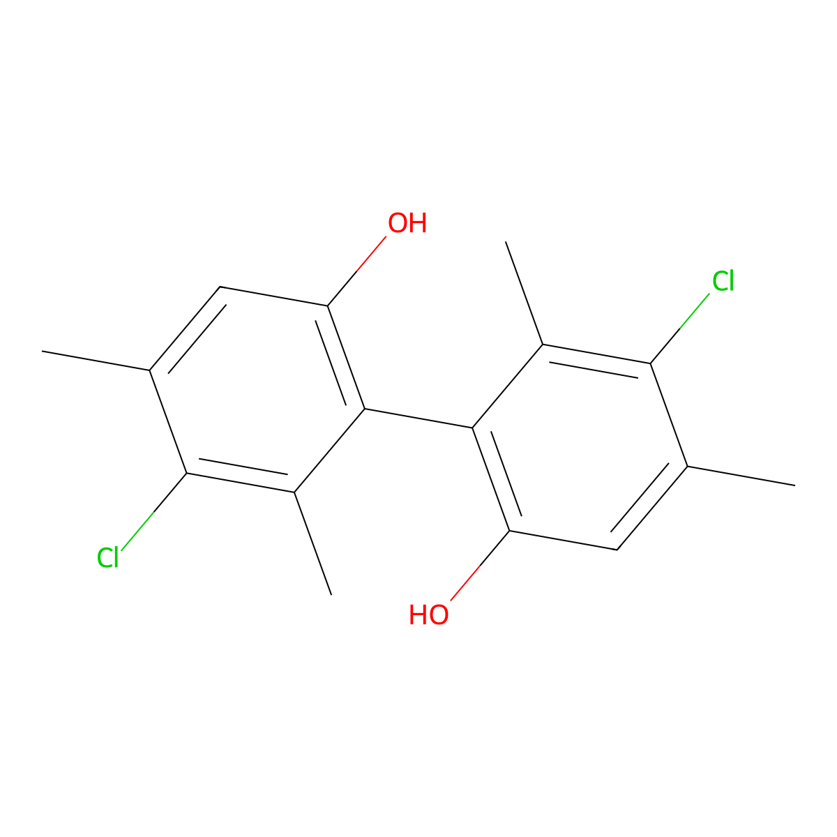 5,5'-Dichloro-4,4',6,6'-tetramethyl-[1,1'-biphenyl]-2,2'-diol molecular structure, CAS 155566-46-4