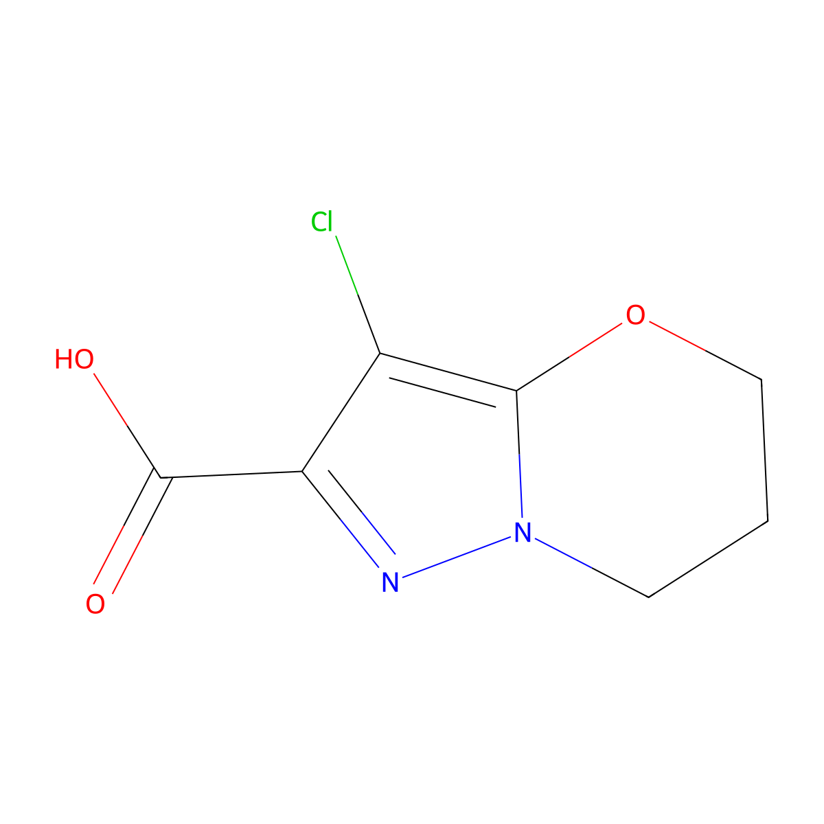 3-chloro-5H,6H,7H-pyrazolo[3,2-b][1,3]oxazine-2-carboxylic acid molecular structure, CAS 1555667-48-5