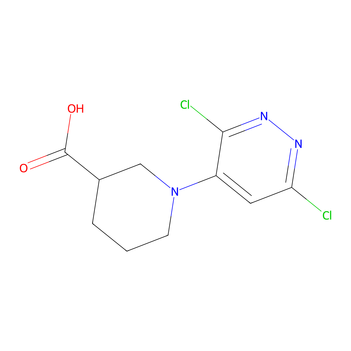 1-(3,6-Dichloro-4-pyridazinyl)piperidine-3-carboxylic acid molecular structure, CAS 1555698-54-8