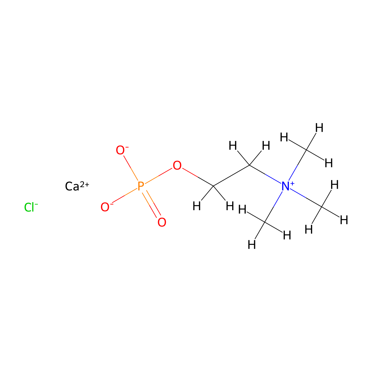 Calcium phosphorylcholine molecular structure, CAS 15557-11-6