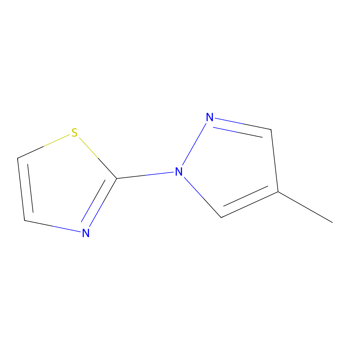 2-(4-methyl-1H-pyrazol-1-yl)-1,3-thiazole molecular structure, CAS 1555707-53-3