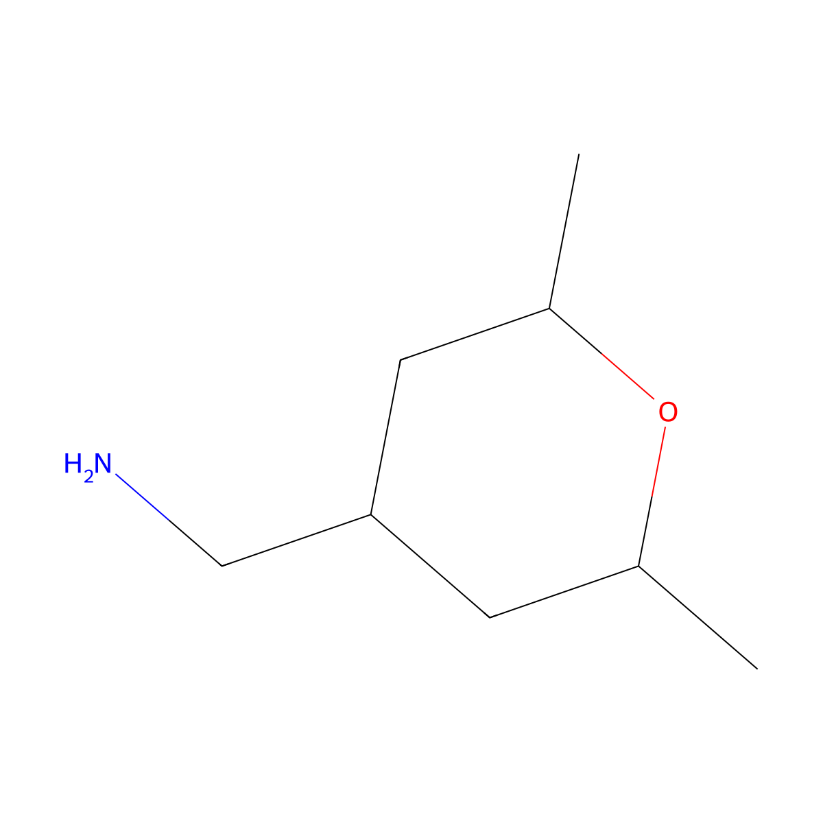 (2,6-Dimethyloxan-4-yl)methanamine molecular structure, CAS 1555719-81-7