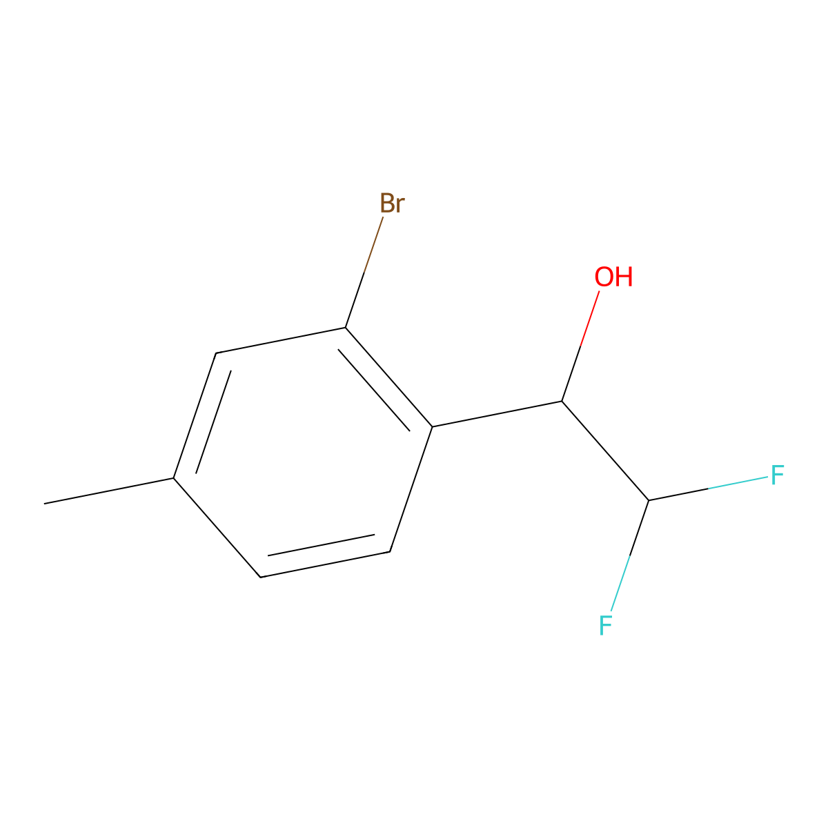 1-(2-Bromo-4-methylphenyl)-2,2-difluoroethan-1-ol molecular structure, CAS 1555720-38-1