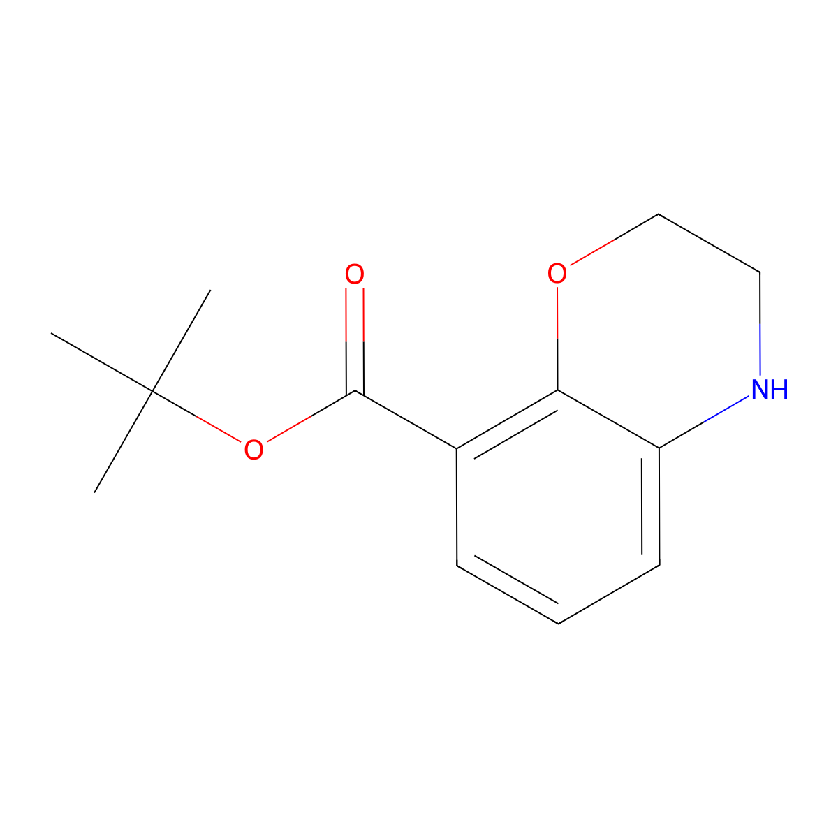 tert-butyl 3,4-dihydro-2H-1,4-benzoxazine-8-carboxylate molecular structure, CAS 1555726-44-7