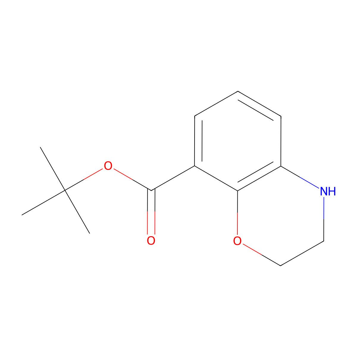 tert-butyl 3,4-dihydro-2H-1,4-benzoxazine-8-carboxylate molecular structure, CAS 1555726-44-7