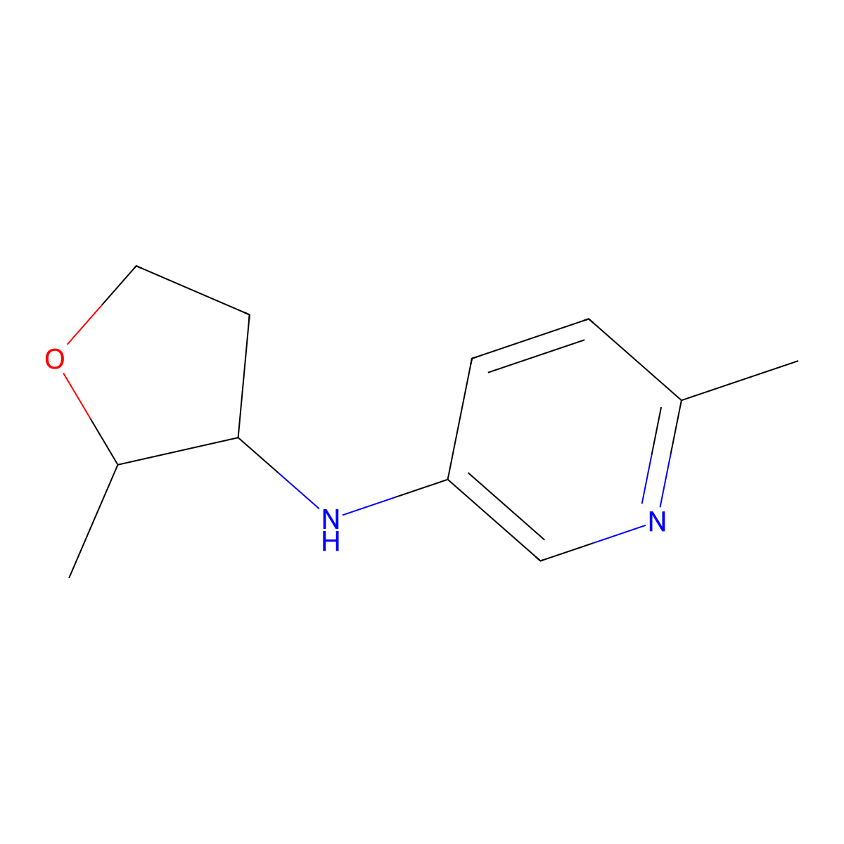 6-methyl-N-(2-methyloxolan-3-yl)pyridin-3-amine molecular structure, CAS 1555731-61-7