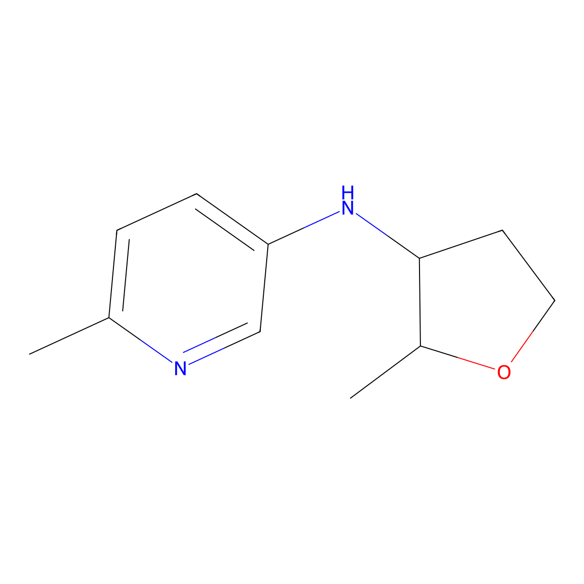 6-methyl-N-(2-methyloxolan-3-yl)pyridin-3-amine molecular structure, CAS 1555731-61-7