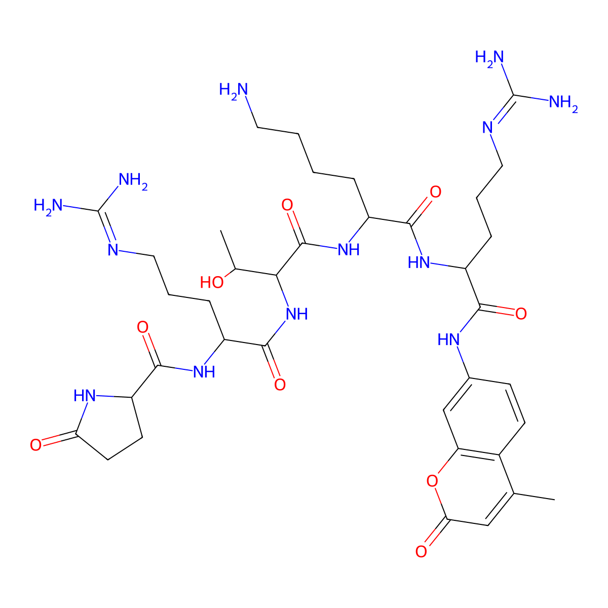 Pyr-Arg-Thr-Lys-Arg-AMC molecular structure, CAS 155575-02-3