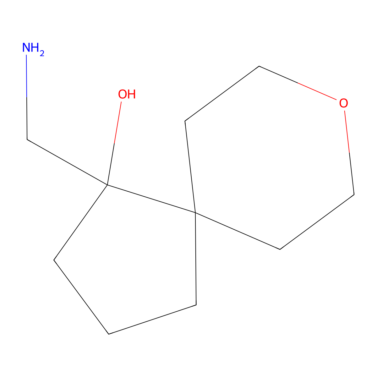1-(Aminomethyl)-8-oxaspiro[4.5]decan-1-ol molecular structure, CAS 1555760-08-1
