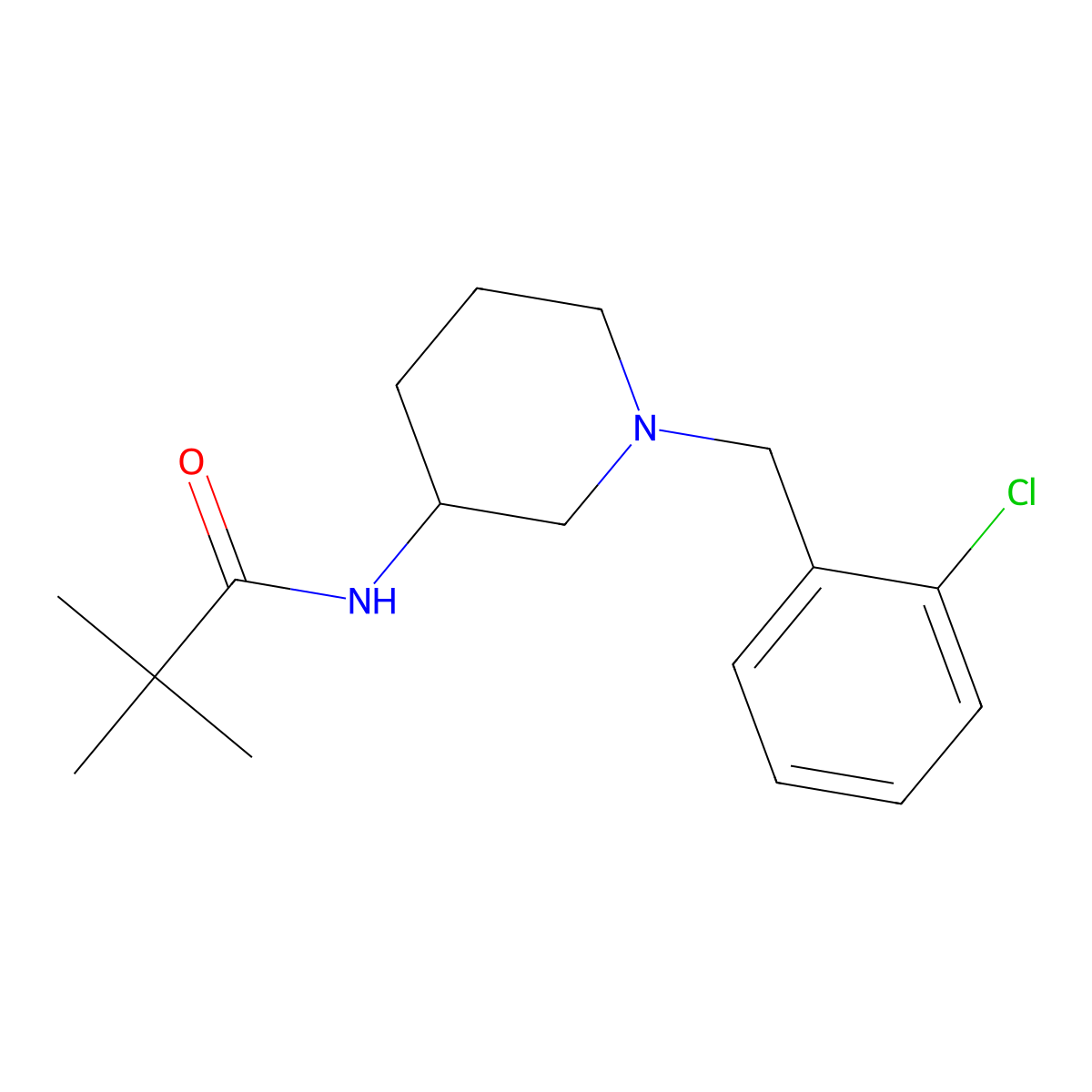 N-{1-[(2-chlorophenyl)methyl]piperidin-3-yl}-2,2-dimethylpropanamide molecular structure, CAS 1555760-16-1