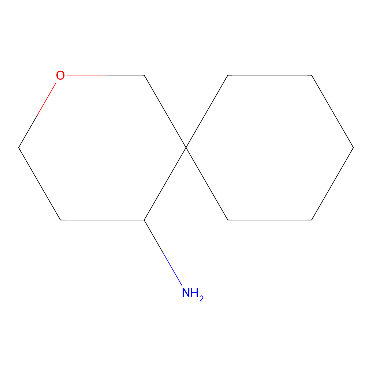 2-Oxaspiro[5.5]undecan-5-amine molecular structure, CAS 1555761-55-1