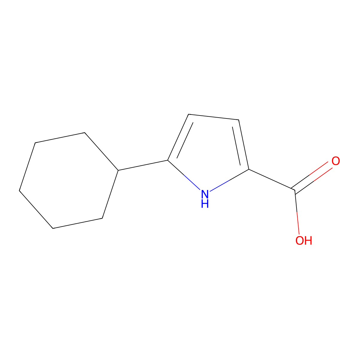 5-Cyclohexyl-1H-pyrrole-2-carboxylic acid molecular structure, CAS 1555763-56-8