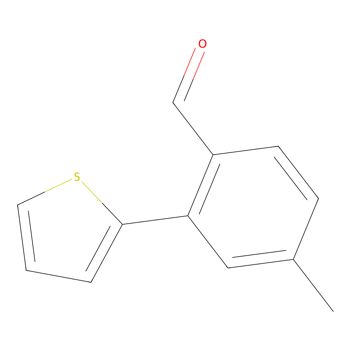 4-Methyl-2-(thiophen-2-yl)benzaldehyde molecular structure, CAS 1555764-04-9