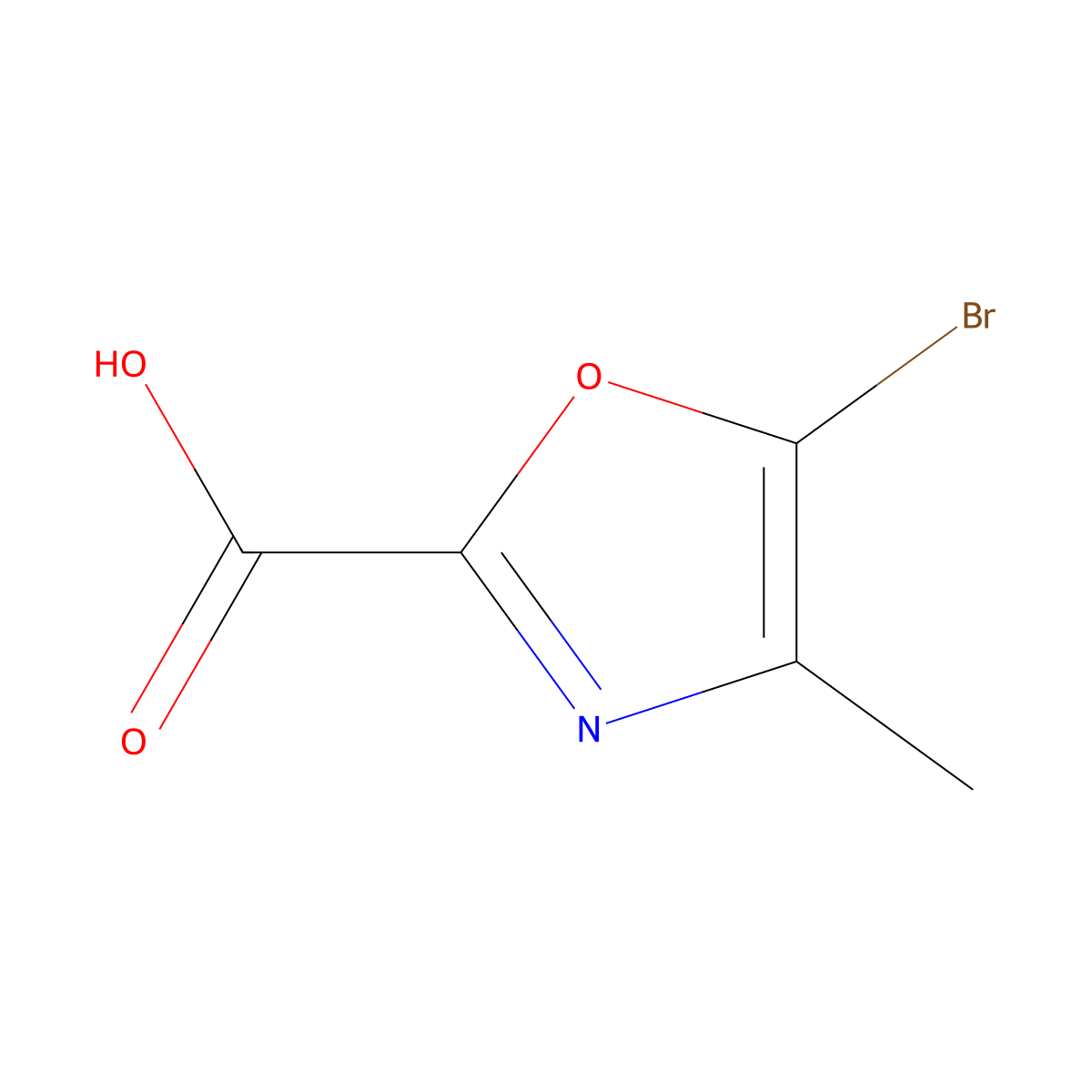 5-Bromo-4-methyloxazole-2-carboxylic acid molecular structure, CAS 1555766-22-7