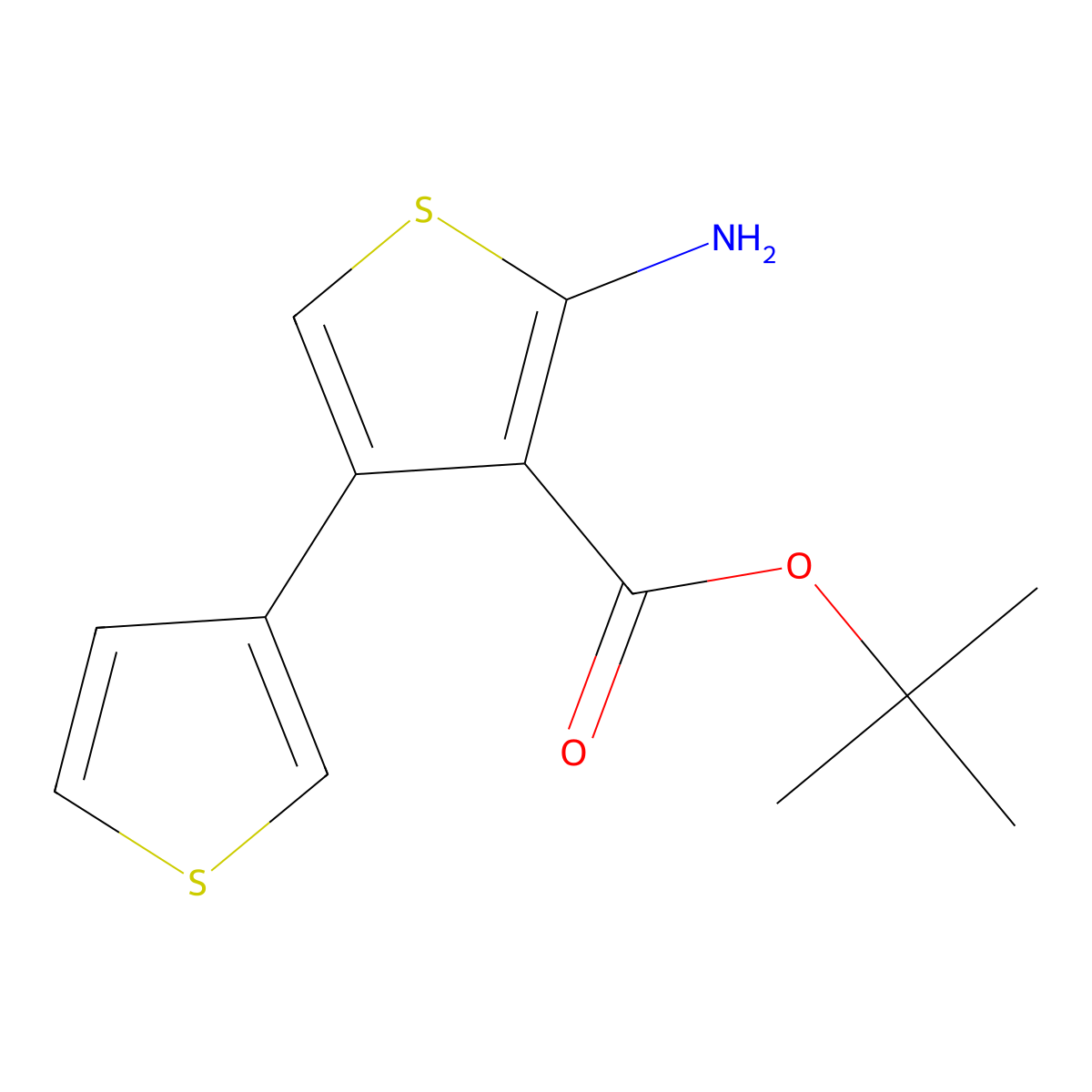 Tert-butyl 2-amino-4-(thiophen-3-YL)thiophene-3-carboxylate molecular structure, CAS 1555769-42-0