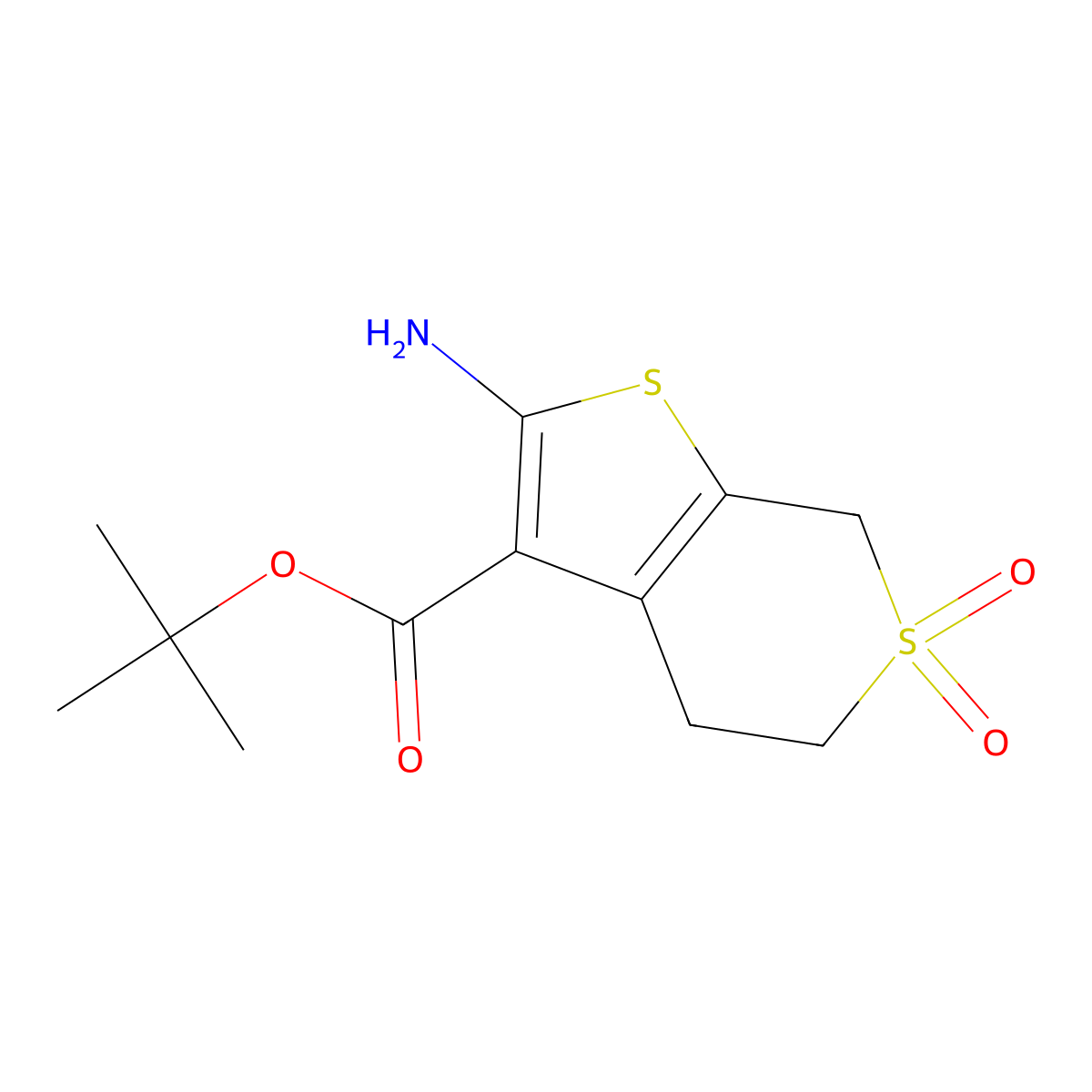 tert-butyl 2-amino-6,6-dioxo-4H,5H,7H-6lambda6-thieno[2,3-c]thiopyran-3-carboxylate molecular structure, CAS 1555769-97-5