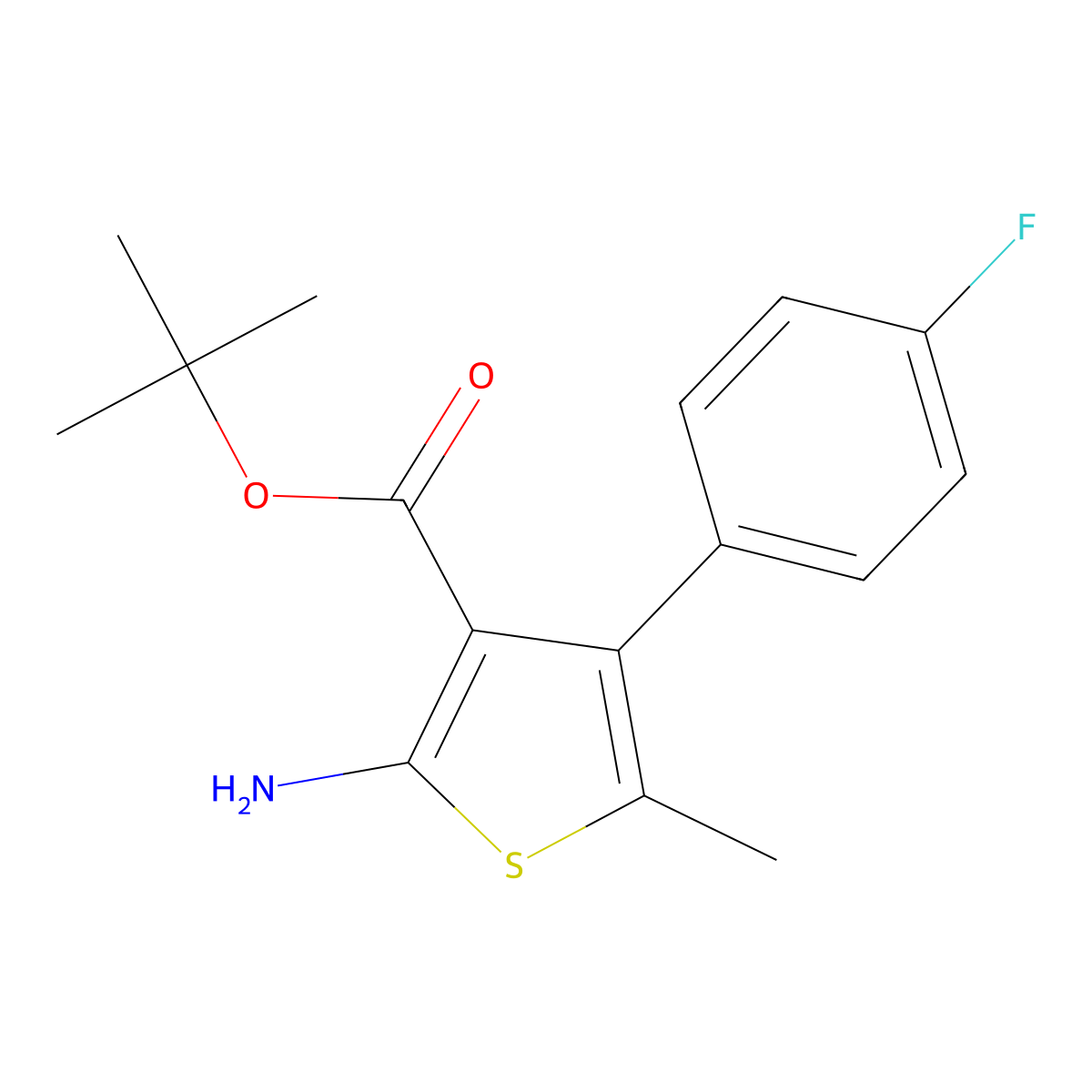 Tert-butyl 2-amino-4-(4-fluorophenyl)-5-methylthiophene-3-carboxylate molecular structure, CAS 1555770-27-8
