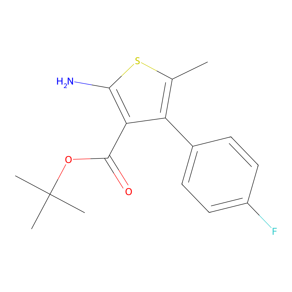 Tert-butyl 2-amino-4-(4-fluorophenyl)-5-methylthiophene-3-carboxylate molecular structure, CAS 1555770-27-8