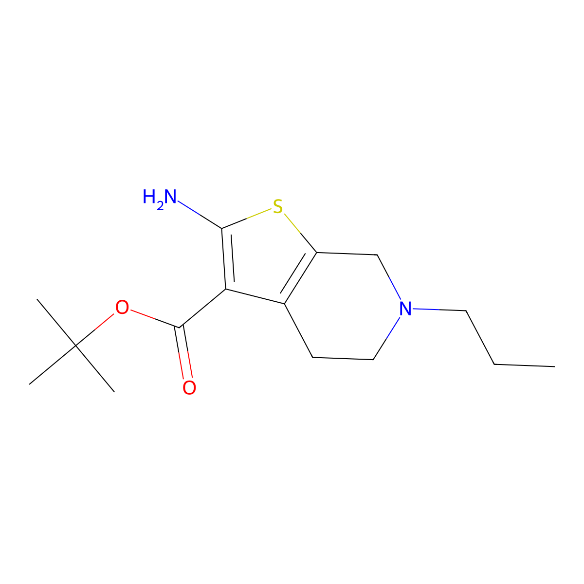 tert-butyl 2-amino-6-propyl-4H,5H,6H,7H-thieno[2,3-c]pyridine-3-carboxylate molecular structure, CAS 1555770-78-9