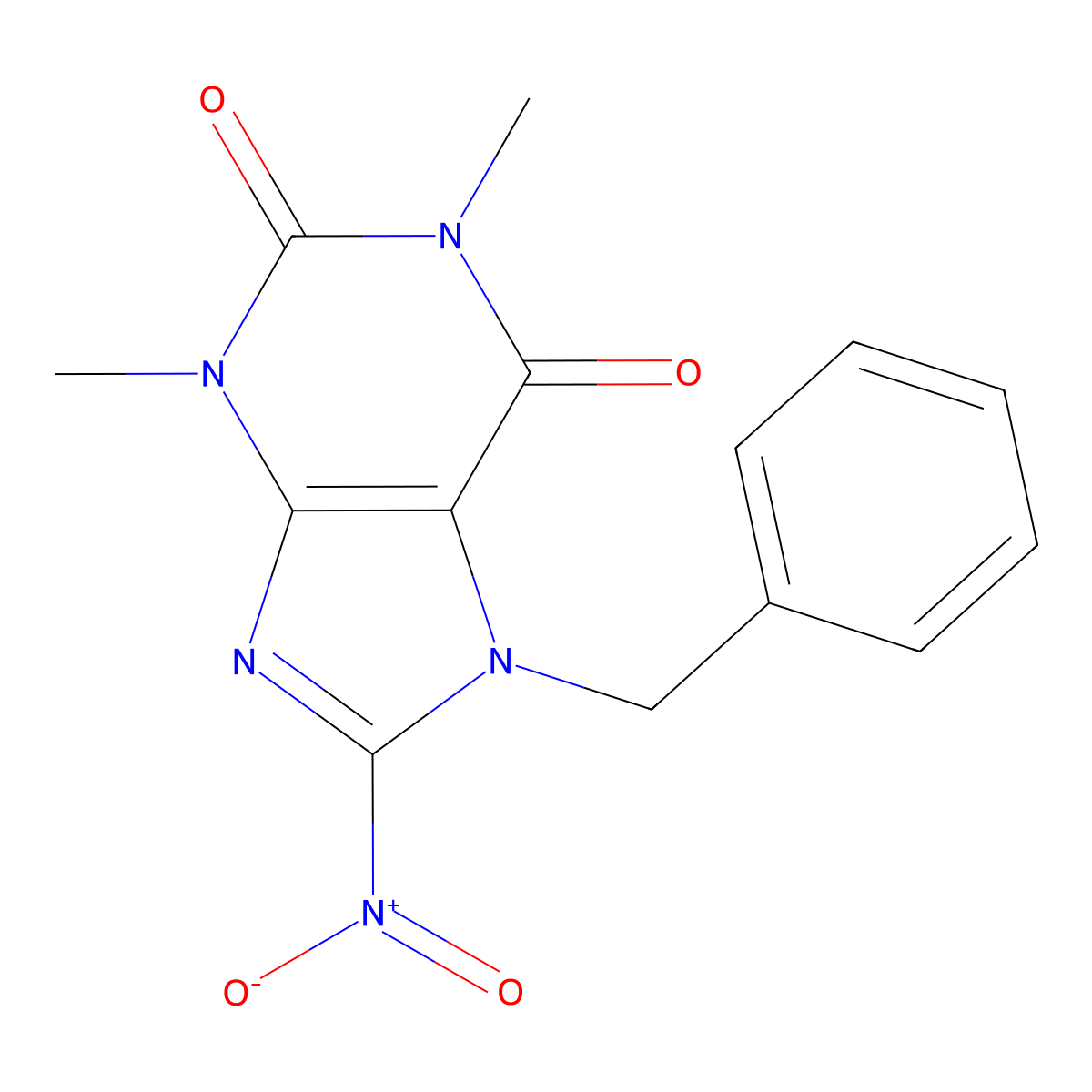 7-Benzyl-1,3-dimethyl-8-nitro-3,7-dihydro-1H-purine-2,6-dione molecular structure, CAS 155581-78-5