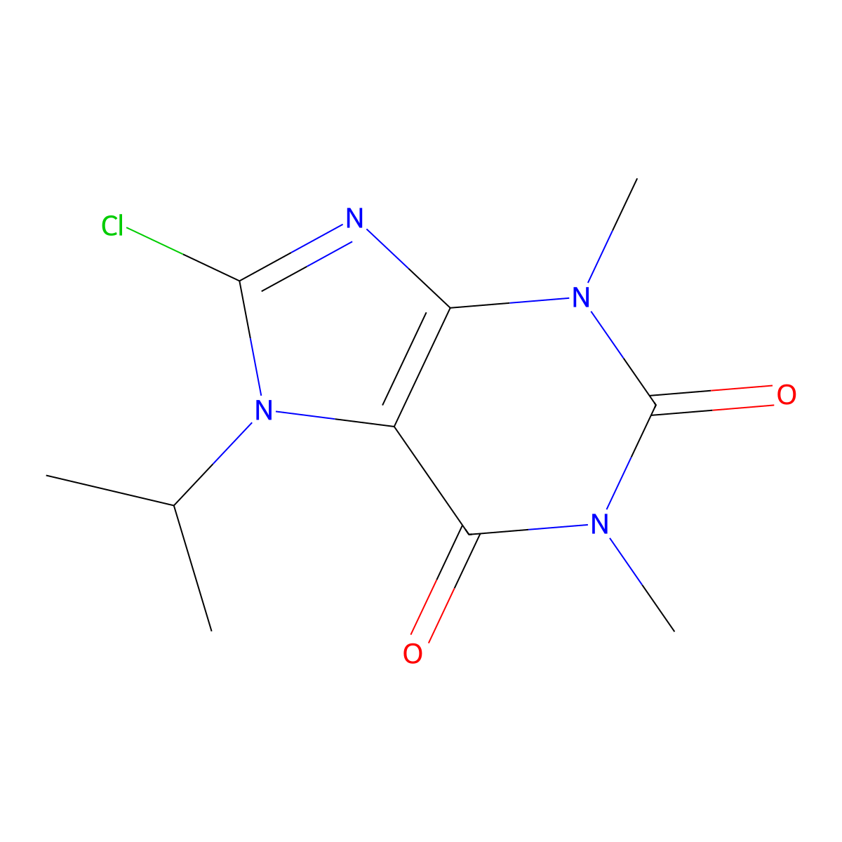 8-Chloro-1,3-dimethyl-7-(propan-2-YL)-2,3,6,7-tetrahydro-1H-purine-2,6-dione molecular structure, CAS 155581-80-9
