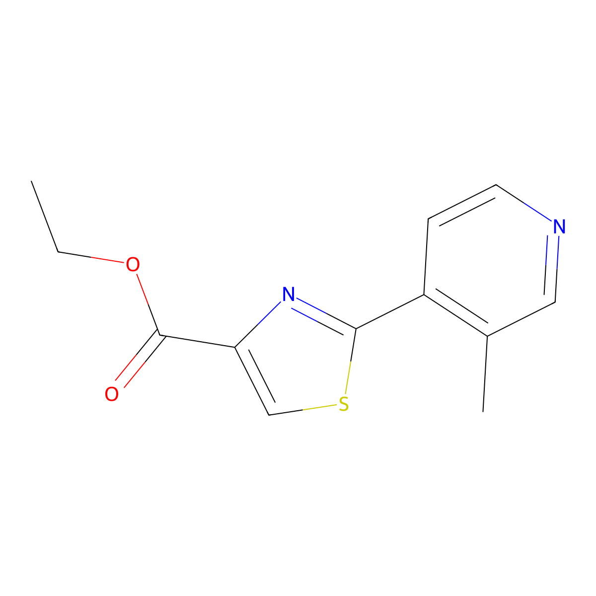 Ethyl 2-(3-Methylpyridin-4-yl)thiazole-4-carboxylate molecular structure, CAS 1555810-85-9