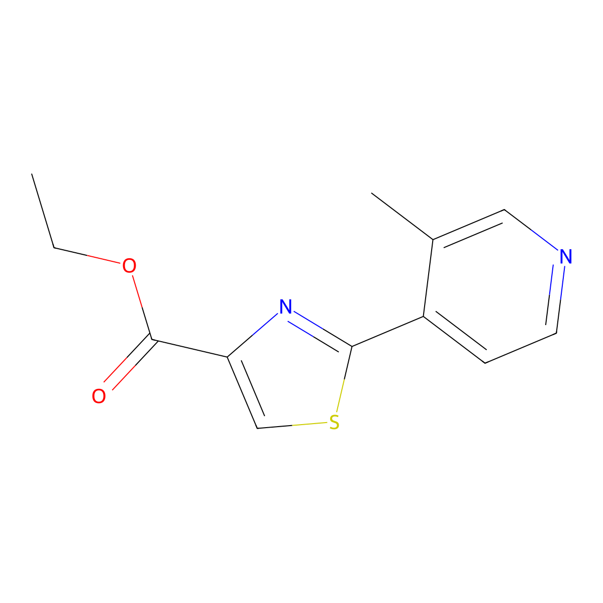 Ethyl 2-(3-Methylpyridin-4-yl)thiazole-4-carboxylate molecular structure, CAS 1555810-85-9