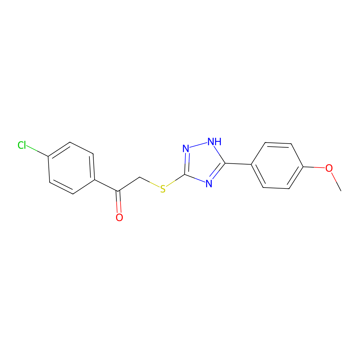 1-(4-chlorophenyl)-2-{[3-(4-methoxyphenyl)-1H-1,2,4-triazol-5-yl]sulfanyl}ethanone molecular structure, CAS 155582-26-6