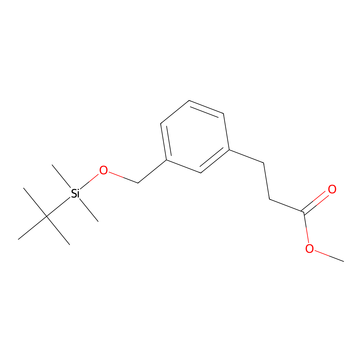 Methyl 3-(3-{[(t-butyldimethylsilyl)oxy]methylphenyl)propanoate molecular structure, CAS 1555832-18-2
