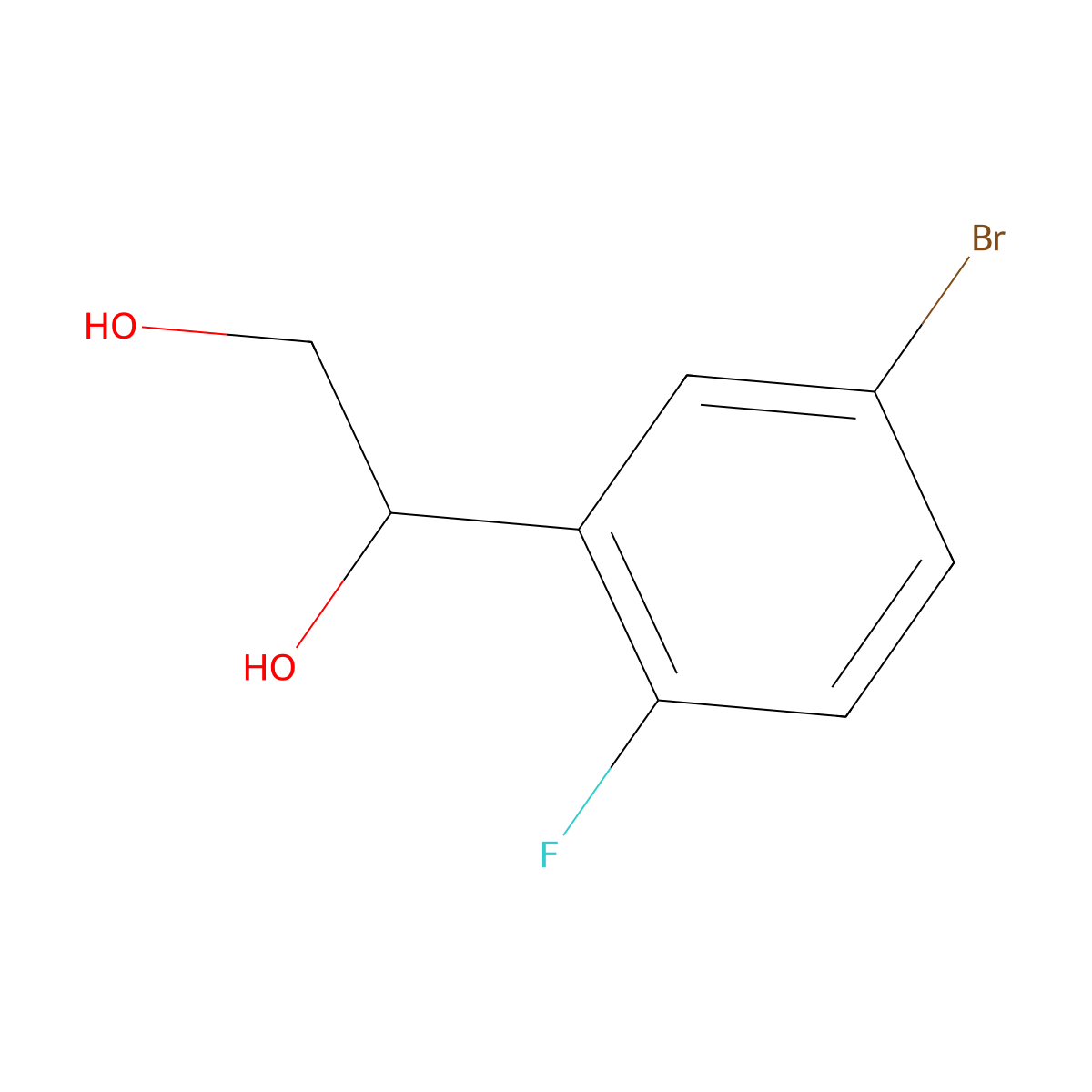 1-(5-Bromo-2-fluorophenyl)ethane-1,2-diol molecular structure, CAS 1555837-12-1