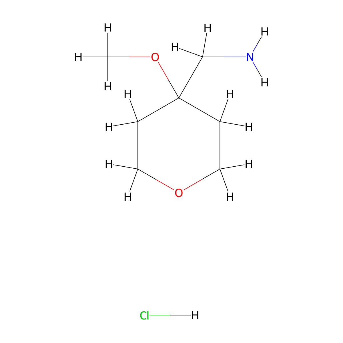 (4-Methoxytetrahydro-2H-pyran-4-yl)methanamine hydrochloride molecular structure, CAS 1555847-27-2