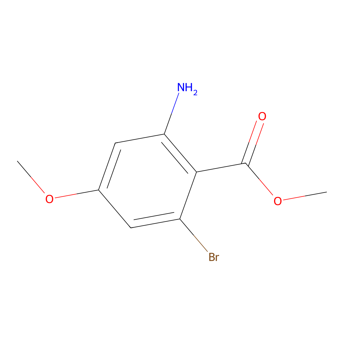 Methyl 2-amino-6-bromo-4-methoxybenzoate molecular structure, CAS 1555849-58-5