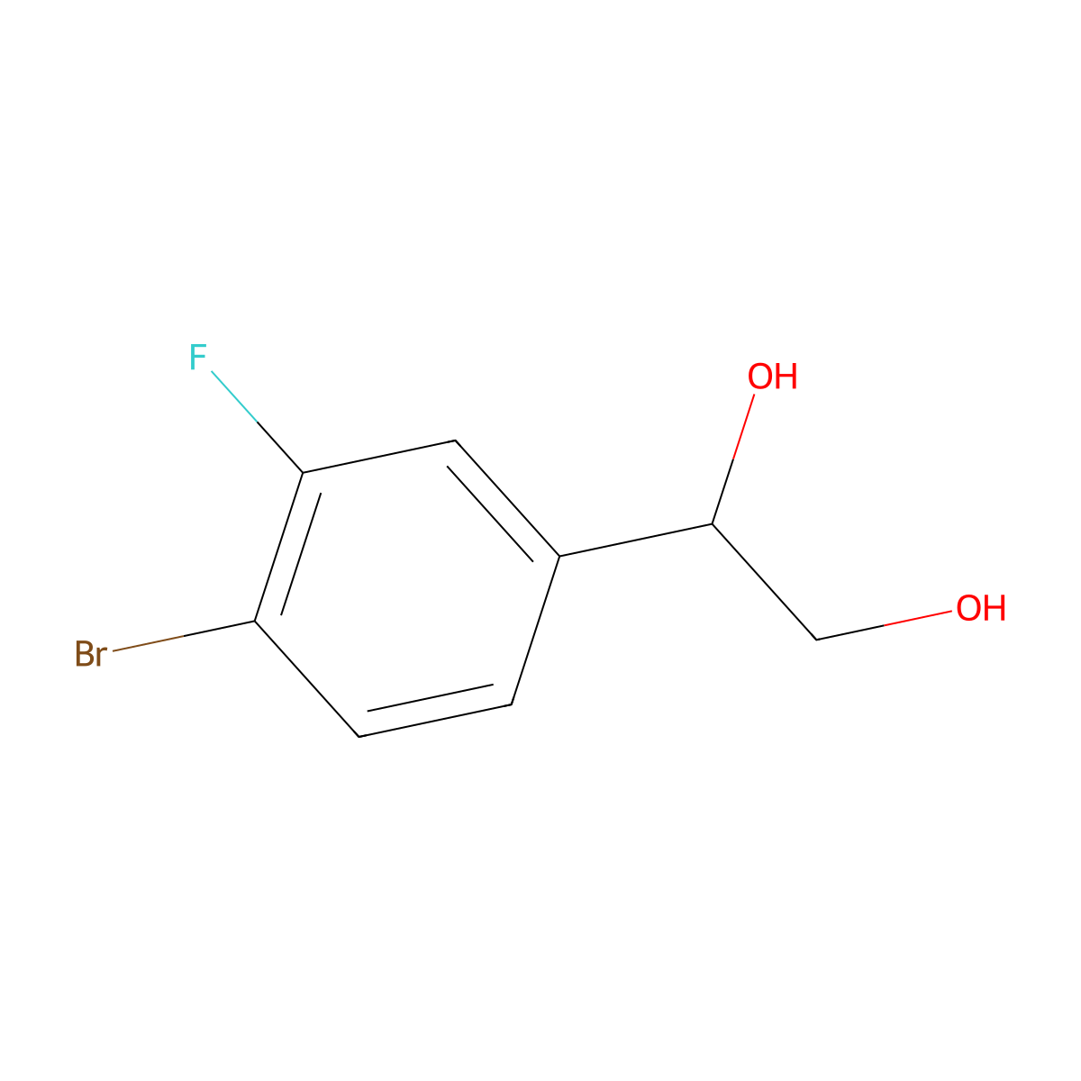 1-(4-Bromo-3-fluorophenyl)ethane-1,2-diol molecular structure, CAS 1555852-24-8