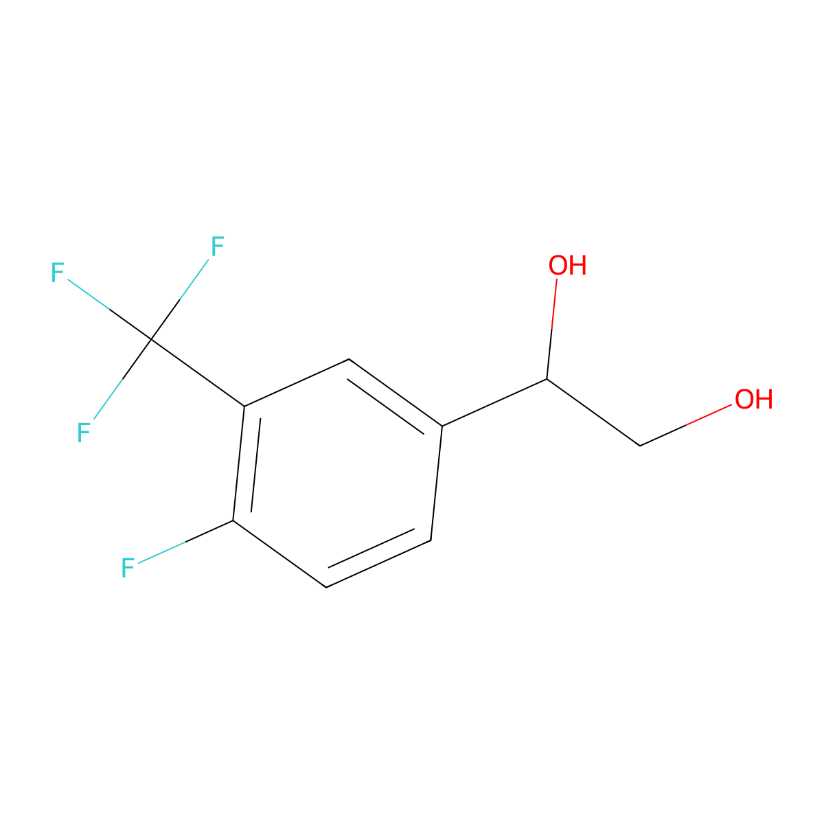 1-[4-Fluoro-3-(trifluoromethyl)phenyl]ethane-1,2-diol molecular structure, CAS 1555852-72-6