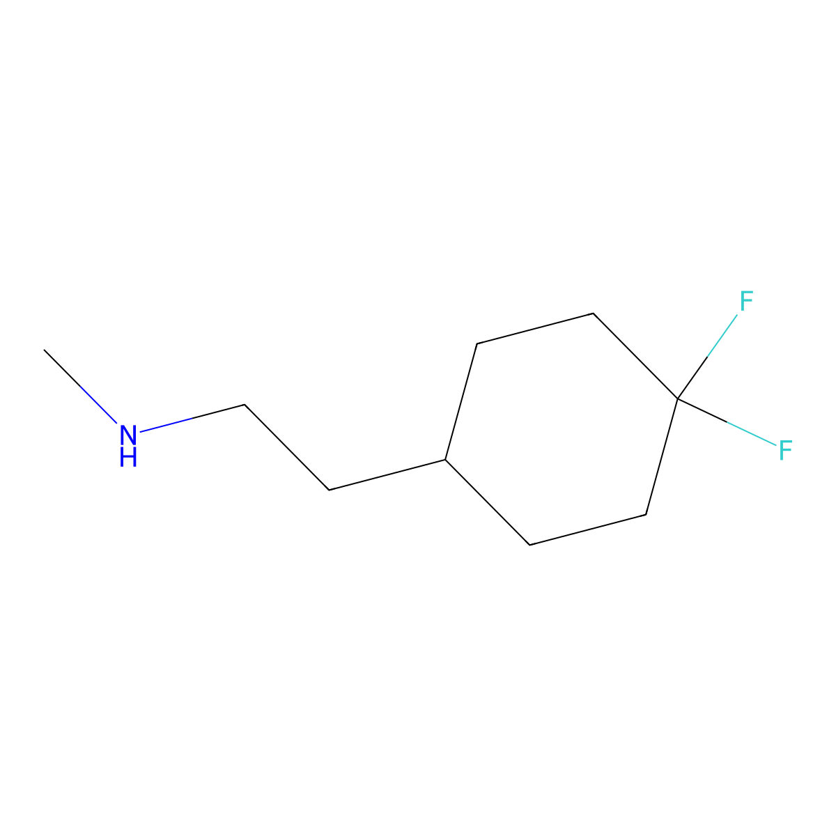 2-(4,4-difluorocyclohexyl)-N-methylethan-1-amine molecular structure, CAS 1555857-93-6